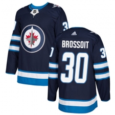 Men's Adidas Winnipeg Jets #30 Laurent Brossoit Premier Navy Blue Home NHL Jersey