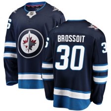 Men's Winnipeg Jets #30 Laurent Brossoit Fanatics Branded Navy Blue Home Breakaway NHL Jersey