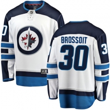 Men's Winnipeg Jets #30 Laurent Brossoit Fanatics Branded White Away Breakaway NHL Jersey