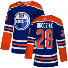 Men's Adidas Edmonton Oilers #28 Kyle Brodziak Premier Royal Blue Alternate NHL Jersey