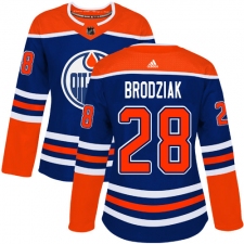 Women's Adidas Edmonton Oilers #28 Kyle Brodziak Authentic Royal Blue Alternate NHL Jersey