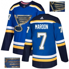 Men's Adidas St. Louis Blues #7 Patrick Maroon Authentic Royal Blue Fashion Gold NHL Jersey