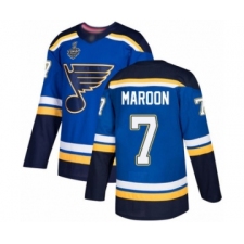 Men's St. Louis Blues #7 Patrick Maroon Authentic Royal Blue Home 2019 Stanley Cup Final Bound Hockey Jersey