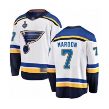 Men's St. Louis Blues #7 Patrick Maroon Fanatics Branded White Away Breakaway 2019 Stanley Cup Final Bound Hockey Jersey