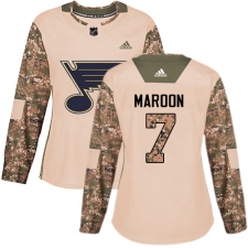 Women's Adidas St. Louis Blues #7 Patrick Maroon Authentic Camo Veterans Day Practice NHL Jersey