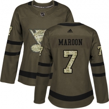 Women's Adidas St. Louis Blues #7 Patrick Maroon Authentic Green Salute to Service NHL Jersey