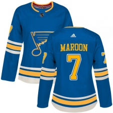 Women's Adidas St. Louis Blues #7 Patrick Maroon Authentic Navy Blue Alternate NHL Jersey