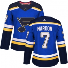 Women's Adidas St. Louis Blues #7 Patrick Maroon Authentic Royal Blue Home NHL Jersey