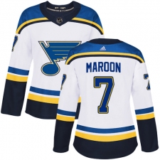 Women's Adidas St. Louis Blues #7 Patrick Maroon Authentic White Away NHL Jersey