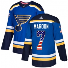 Youth Adidas St. Louis Blues #7 Patrick Maroon Authentic Blue USA Flag Fashion NHL Jersey