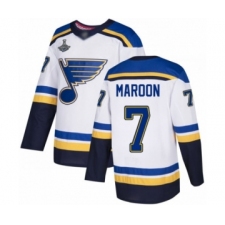 Youth St. Louis Blues #7 Patrick Maroon Authentic White Away 2019 Stanley Cup Champions Hockey Jersey