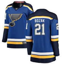 Women's St. Louis Blues #21 Tyler Bozak Fanatics Branded Royal Blue Home Breakaway NHL Jersey