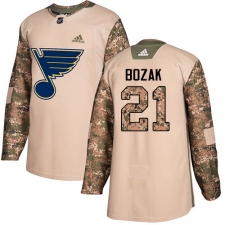 Youth Adidas St. Louis Blues #21 Tyler Bozak Authentic Camo Veterans Day Practice NHL Jersey
