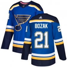 Youth Adidas St. Louis Blues #21 Tyler Bozak Authentic Royal Blue Home NHL Jersey