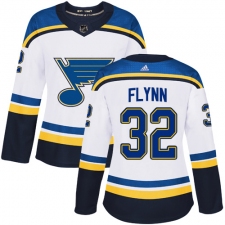 Women's Adidas St. Louis Blues #32 Brian Flynn Authentic White Away NHL Jersey