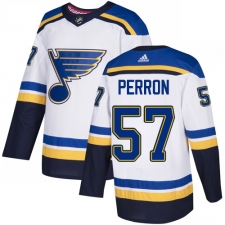Men's Adidas St. Louis Blues #57 David Perron Authentic White Away NHL Jersey