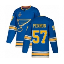Men's St. Louis Blues #57 David Perron Authentic Navy Blue Alternate 2019 Stanley Cup Final Bound Hockey Jersey