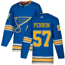 Youth Adidas St. Louis Blues #57 David Perron Authentic Navy Blue Alternate NHL Jersey
