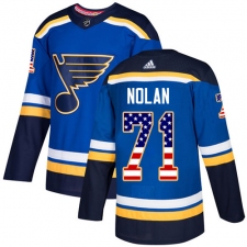 Men's Adidas St. Louis Blues #71 Jordan Nolan Authentic Blue USA Flag Fashion NHL Jersey