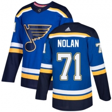 Men's Adidas St. Louis Blues #71 Jordan Nolan Authentic Royal Blue Home NHL Jersey