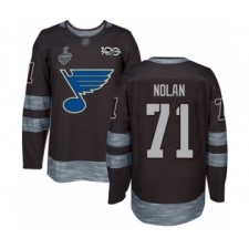 Men's St. Louis Blues #71 Jordan Nolan Authentic Black 1917-2017 100th Anniversary 2019 Stanley Cup Final Bound Hockey Jersey