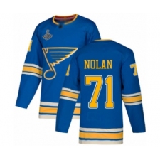 Men's St. Louis Blues #71 Jordan Nolan Authentic Navy Blue Alternate 2019 Stanley Cup Champions Hockey Jersey