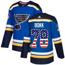 Men's Adidas St. Louis Blues #78 Dominik Bokk Authentic Blue USA Flag Fashion NHL Jersey