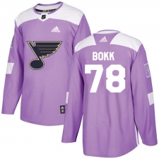 Men's Adidas St. Louis Blues #78 Dominik Bokk Authentic Purple Fights Cancer Practice NHL Jersey