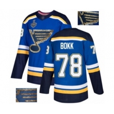Men's St. Louis Blues #78 Dominik Bokk Authentic Royal Blue Fashion Gold 2019 Stanley Cup Final Bound Hockey Jersey