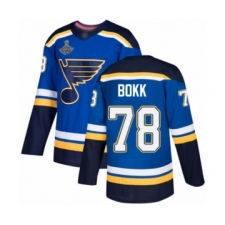 Men's St. Louis Blues #78 Dominik Bokk Authentic Royal Blue Home 2019 Stanley Cup Champions Hockey Jersey