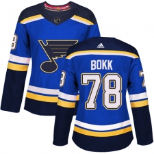 Women's Adidas St. Louis Blues #78 Dominik Bokk Authentic Royal Blue Home NHL Jersey