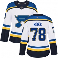 Women's Adidas St. Louis Blues #78 Dominik Bokk Authentic White Away NHL Jersey
