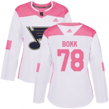Women's Adidas St. Louis Blues #78 Dominik Bokk Authentic White Pink Fashion NHL Jersey
