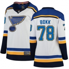 Women's St. Louis Blues #78 Dominik Bokk Fanatics Branded White Away Breakaway NHL Jersey
