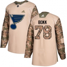 Youth Adidas St. Louis Blues #78 Dominik Bokk Authentic Camo Veterans Day Practice NHL Jersey