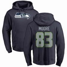 NFL Nike Seattle Seahawks #83 David Moore Navy Blue Name & Number Logo Pullover Hoodie
