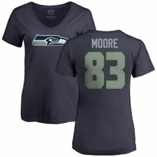 NFL Women's Nike Seattle Seahawks #83 David Moore Navy Blue Name & Number Logo T-Shirt