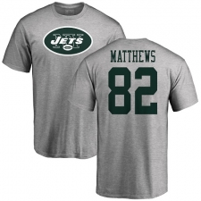 NFL Nike New York Jets #82 Rishard Matthews Ash Name & Number Logo T-Shirt