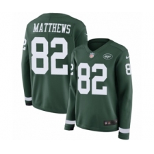 Women's Nike New York Jets #82 Rishard Matthews Limited Green Therma Long Sleeve NFL Jersey