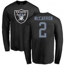 NFL Nike Oakland Raiders #2 AJ McCarron Black Name & Number Logo Long Sleeve T-Shirt
