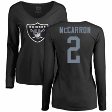 NFL Women's Nike Oakland Raiders #2 AJ McCarron Black Name & Number Logo Long Sleeve T-Shirt