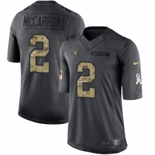 Youth Nike Oakland Raiders #2 AJ McCarron Limited Black 2016 Salute to Service NFL Jersey