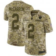 Youth Nike Oakland Raiders #2 AJ McCarron Limited Camo 2018 Salute to Service NFL Jersey