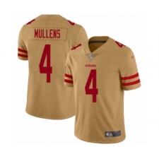 Men's San Francisco 49ers #4 Nick Mullens Limited Gold Inverted Legend Football Jersey