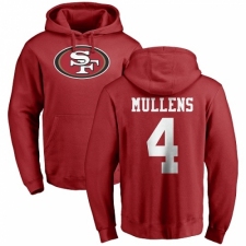 NFL Nike San Francisco 49ers #4 Nick Mullens Red Name & Number Logo Pullover Hoodie