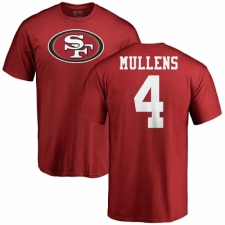 NFL Nike San Francisco 49ers #4 Nick Mullens Red Name & Number Logo T-Shirt