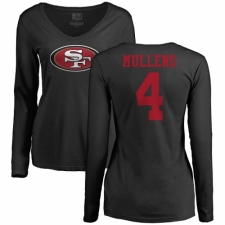 NFL Women's Nike San Francisco 49ers #4 Nick Mullens Black Name & Number Logo Long Sleeve T-Shirt