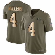Youth Nike San Francisco 49ers #4 Nick Mullens Limited Olive Gold 2017 Salute to Service NFL Jersey