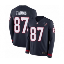 Men's Nike Houston Texans #87 Demaryius Thomas Limited Navy Blue Therma Long Sleeve NFL Jersey