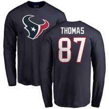 NFL Nike Houston Texans #87 Demaryius Thomas Navy Blue Name & Number Logo Long Sleeve T-Shirt